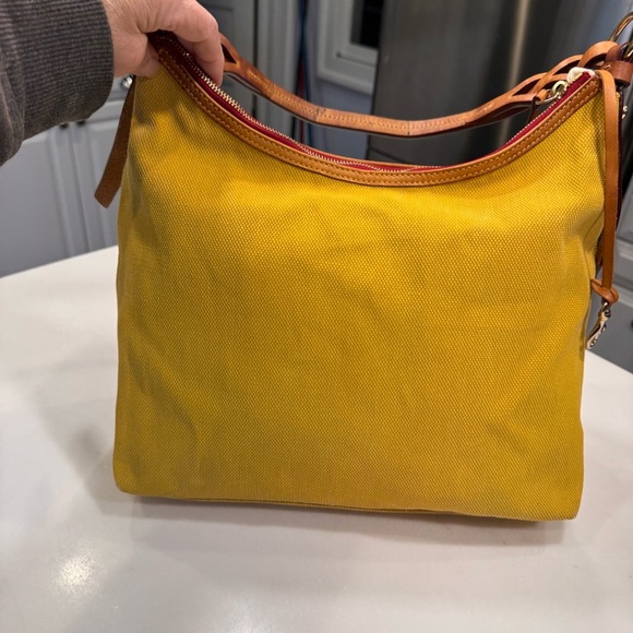 Dooney & Bourke “Florentine” Shoulder Bag Yellow Canvas & Leather EUC - Picture 7 of 16